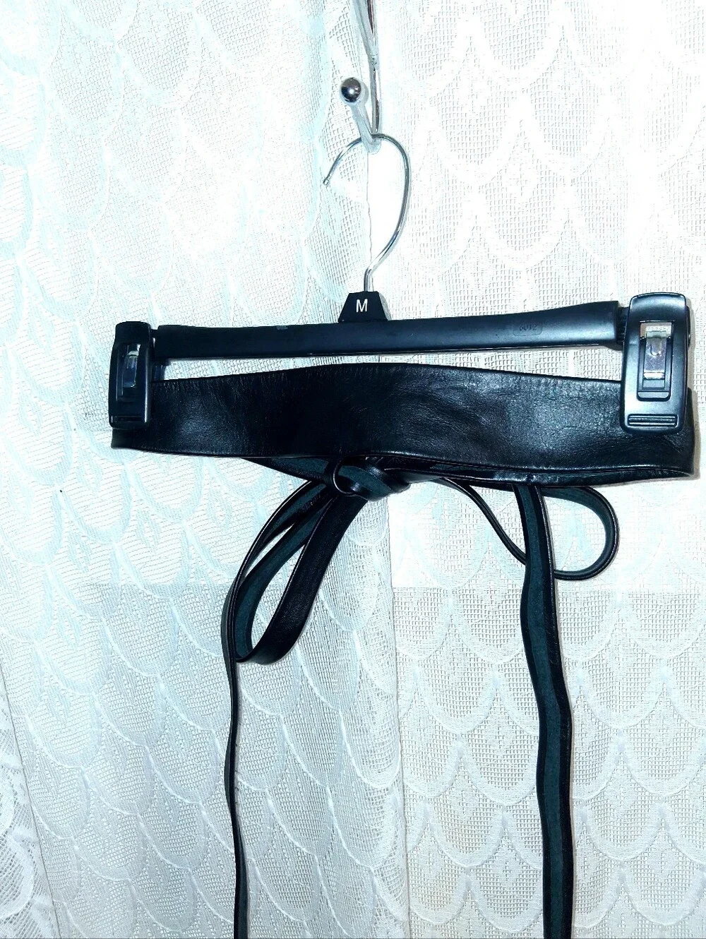 Long Wrap Around Black Leather Belt